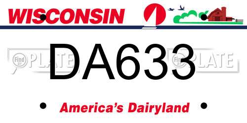 DA633 Wisconsin License Plate