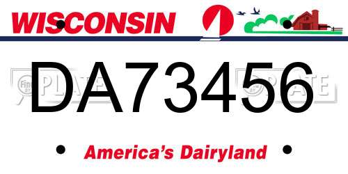 DA73456 Wisconsin License Plate