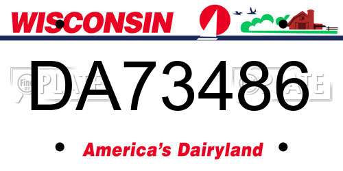 DA73486 Wisconsin License Plate