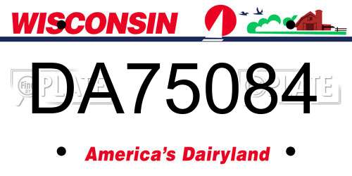 DA75084 Wisconsin License Plate