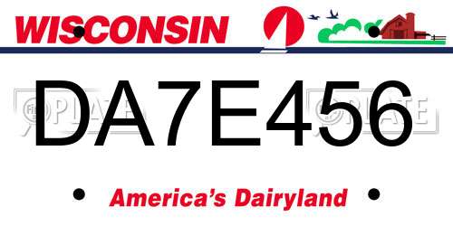 DA7E456 Wisconsin License Plate