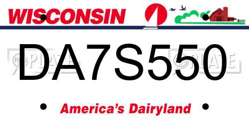 DA7S550 Wisconsin License Plate