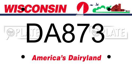 DA873 Wisconsin License Plate