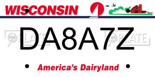 DA8A7Z Wisconsin License Plate