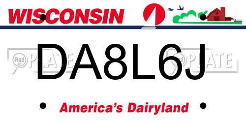 DA8L6J Wisconsin License Plate
