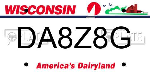 DA8Z8G Wisconsin License Plate