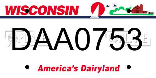 DAA0753 Wisconsin License Plate