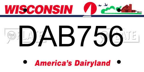 DAB756 Wisconsin License Plate