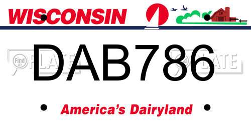 DAB786 Wisconsin License Plate