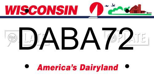 DABA72 Wisconsin License Plate