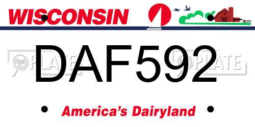 DAF592 Wisconsin License Plate