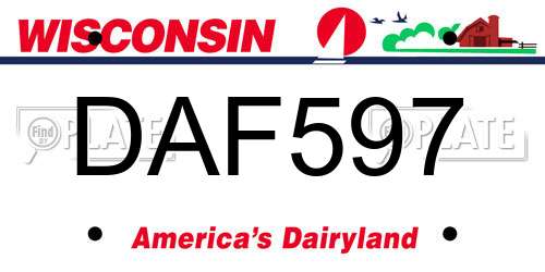 DAF597 Wisconsin License Plate