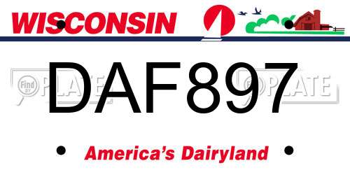 DAF897 Wisconsin License Plate