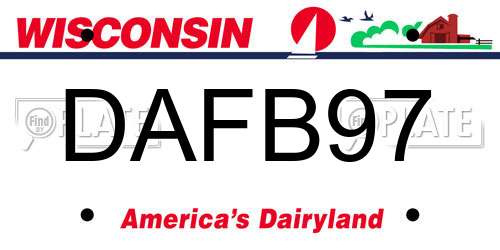 DAFB97 Wisconsin License Plate