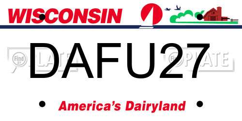 DAFU27 Wisconsin License Plate