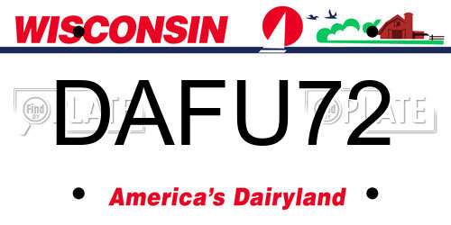 DAFU72 Wisconsin License Plate