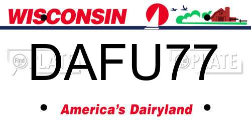 DAFU77 Wisconsin License Plate
