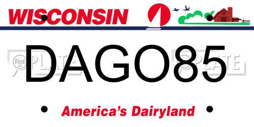 DAGO85 Wisconsin License Plate