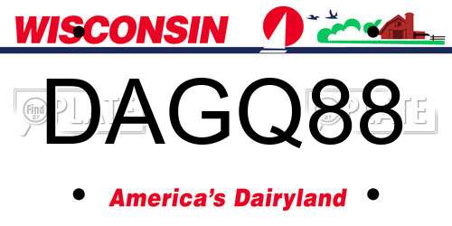 DAGQ88 Wisconsin License Plate