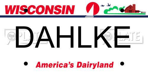 DAHLKE Wisconsin License Plate