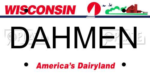 DAHMEN Wisconsin License Plate