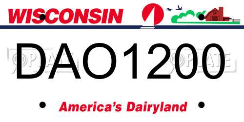 DAO1200 Wisconsin License Plate