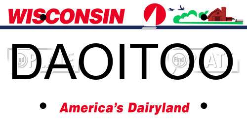 DAOITOO Wisconsin License Plate