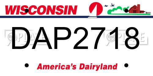 DAP2718 Wisconsin License Plate