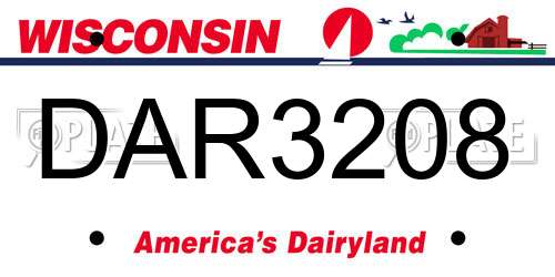 DAR3208 Wisconsin License Plate