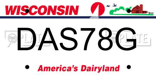 DAS78G Wisconsin License Plate
