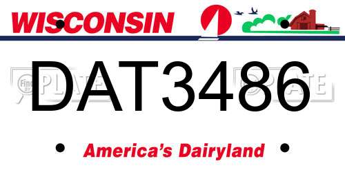 DAT3486 Wisconsin License Plate