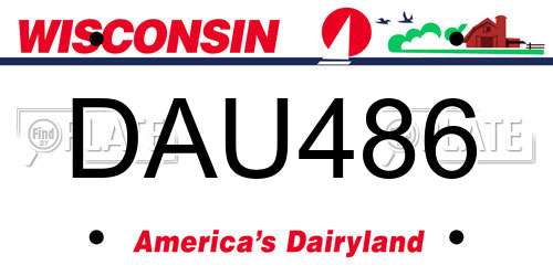 DAU486 Wisconsin License Plate