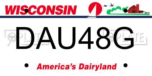 DAU48G Wisconsin License Plate