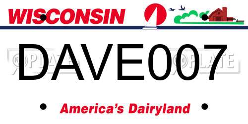 DAVE007 Wisconsin License Plate
