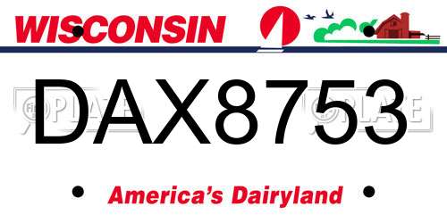 DAX8753 Wisconsin License Plate
