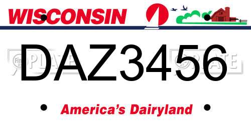 DAZ3456 Wisconsin License Plate