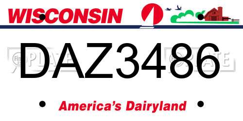 DAZ3486 Wisconsin License Plate