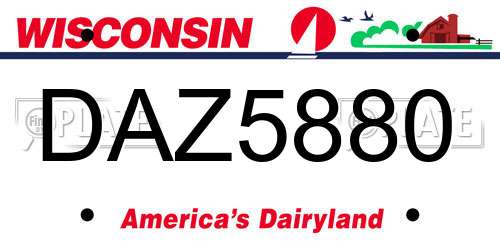 DAZ5880 Wisconsin License Plate