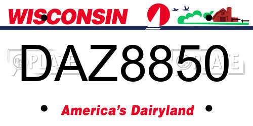 DAZ8850 Wisconsin License Plate