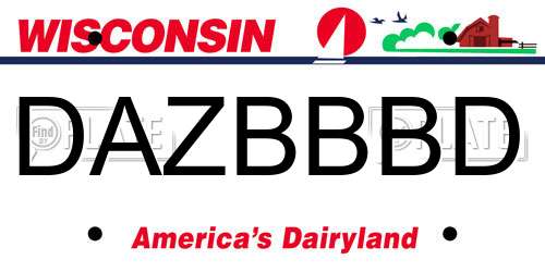 DAZBBBD Wisconsin License Plate