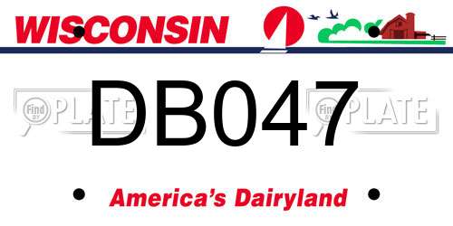 DB047 Wisconsin License Plate
