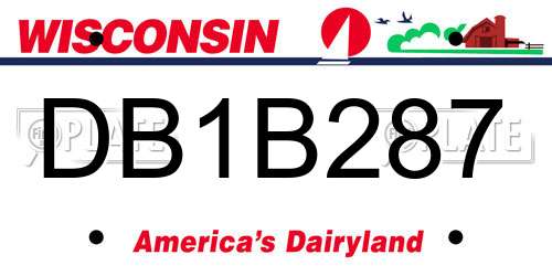 DB1B287 Wisconsin License Plate