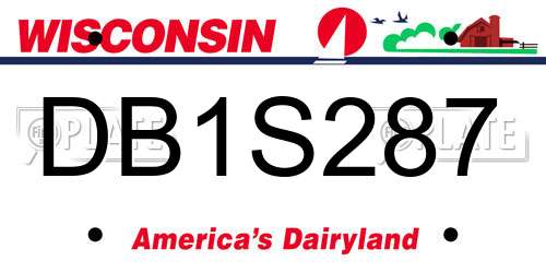 DB1S287 Wisconsin License Plate