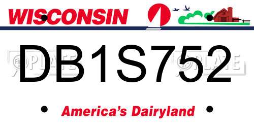 DB1S752 Wisconsin License Plate