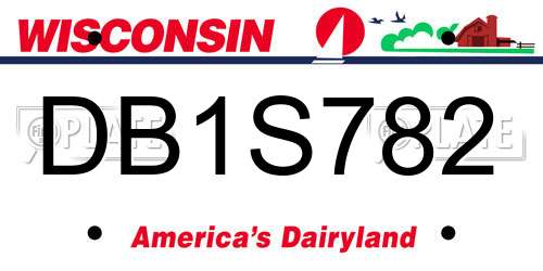 DB1S782 Wisconsin License Plate