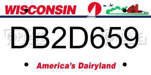 DB2D659 Wisconsin License Plate