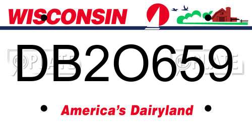 DB2O659 Wisconsin License Plate