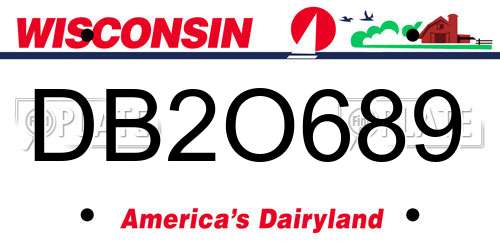 DB2O689 Wisconsin License Plate