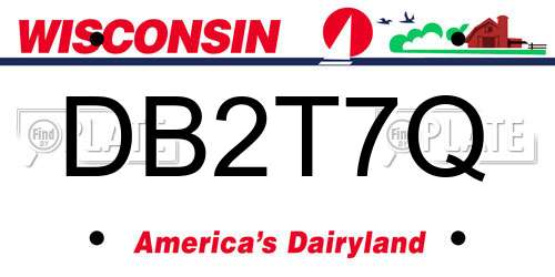 DB2T7Q Wisconsin License Plate