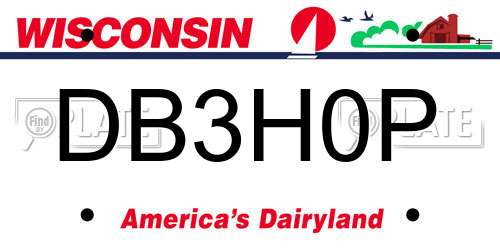 DB3H0P Wisconsin License Plate
